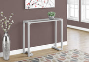 ACCENT TABLE - 42"L - SILVER -TEMPERED GLASS HALL CONSOLE
