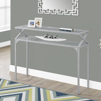 ACCENT TABLE - 42"L - SILVER METAL HALL CONSOLE