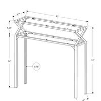 ACCENT TABLE - 42"L - SILVER METAL HALL CONSOLE