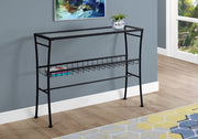ACCENT TABLE - 42"L - BLACK - TEMPERED GLASS HALL CONSOLE