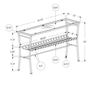 ACCENT TABLE - 42"L - BLACK - TEMPERED GLASS HALL CONSOLE