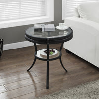 ACCENT TABLE - 22"DIA - BLACK WITH TEMPERED GLASS