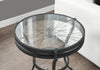 ACCENT TABLE - 22"DIA - BLACK WITH TEMPERED GLASS