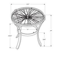 ACCENT TABLE - 22"DIA - BLACK WITH TEMPERED GLASS