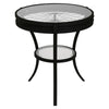 ACCENT TABLE - 22"DIA - BLACK WITH TEMPERED GLASS