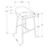 BARSTOOL - 2PCS - GREY FABRIC - CHROME BASE - BAR HEIGHT