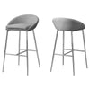 BARSTOOL - 2PCS - GREY FABRIC - CHROME BASE - BAR HEIGHT