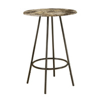 HOME BAR - 30"DIA - CAPPUCCINO MARBLE - COFFEE METAL