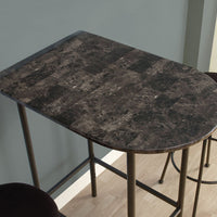 HOME BAR - 24"X 36" - GREY MARBLE - CHARCOAL METAL