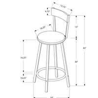 BARSTOOL - 2PCS - 43"H - SWIVEL - SILVER METAL