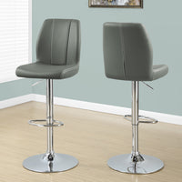 BARSTOOL - 2PCS - GREY - CHROME METAL HYDRAULIC LIFT