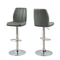 BARSTOOL - 2PCS - GREY - CHROME METAL HYDRAULIC LIFT