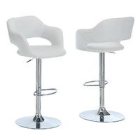 BARSTOOL - WHITE - CHROME METAL HYDRAULIC LIFT