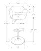 BARSTOOL - GREY FABRIC - CHROME METAL HYDRAULIC LIFT