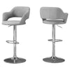 BARSTOOL - GREY FABRIC - CHROME METAL HYDRAULIC LIFT