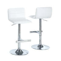 BARSTOOL - 2PCS - WHITE - CHROME METAL HYDRAULIC LIFT