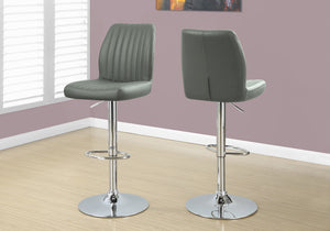 BARSTOOL - 2PCS - GREY - CHROME METAL HYDRAULIC LIFT