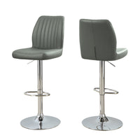 BARSTOOL - 2PCS - GREY - CHROME METAL HYDRAULIC LIFT