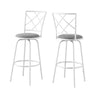 BARSTOOL - 2PCS - SWIVEL - WHITE - GREY FABRIC SEAT