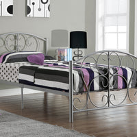 BED - TWIN SIZE - SILVER METAL FRAME ONLY