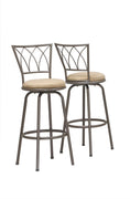 Set Of Two 86" Beige And Gray Metal Bar Chairs With Footrest