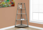 BOOKCASE - 60"H - DARK TAUPE CORNER ACCENT ETAGERE