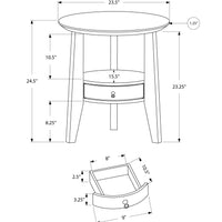 24.5" White Particle Board Accent Table with a Hollow Core and a Drawer