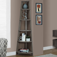 72" Dark Taupe Particle Board, Laminate, and MDF Corner Bookshelf