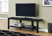 20" Black Metal and Black Tempered Glass TV Stand