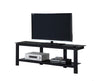 20" Black Metal and Black Tempered Glass TV Stand