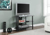 24" Black Metal and Black Tempered Glass TV Stand