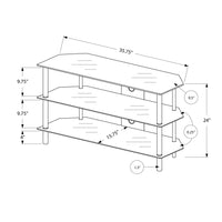 24" Black Metal and Black Tempered Glass TV Stand