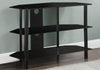24" Black Metal and Black Tempered Glass TV Stand