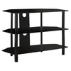 24" Black Metal and Black Tempered Glass TV Stand
