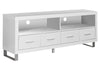 23.75" White Particle Board and Silver Metal TV Stand with 4 Drawers