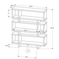 54.75" White Particle Board and MDF Bookcase with a Hollow Core