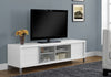 19.75" White Particle Board, Hollow Core, and Clear Glass Euro Style TV Stand