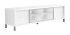 19.75" White Particle Board, Hollow Core, and Clear Glass Euro Style TV Stand