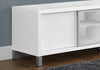 19.75" White Particle Board, Hollow Core, and Clear Glass Euro Style TV Stand