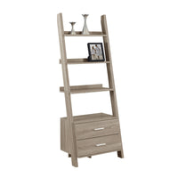 69" Particle Board Ladder Bookcase with Two Storage Drawers