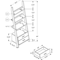 69" Particle Board Ladder Bookcase with Two Storage Drawers