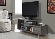 24" Dark Taupe Particle Board, Hollow Core, Silver Metal TV Stand with a Drawer