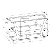 20.5" Black Metal and Tempered Glass TV Stand