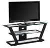 20.5" Black Metal and Tempered Glass TV Stand