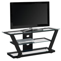 20.5" Black Metal and Tempered Glass TV Stand