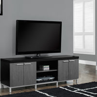 21.25" Particle Board, Hollow Core, Grey MDF, and Silver Metal TV Stand