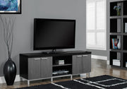21.25" Particle Board, Hollow Core, Grey MDF, and Silver Metal TV Stand
