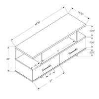 20" Grey Particle Board and Laminate TV Stand with 2 Storage Drawers