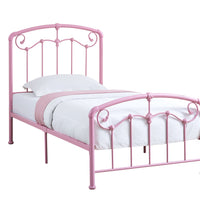 47.75" Pink Metal Frame Twin Size Bed