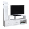 60" White Particle Board, Hollow Core, and MDF TV Stand with a Display Tower